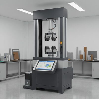 Máquina de ensaio de tensão com faixa de força de ensaio de 0,5 a 500 kN, precisão de velocidade de ensaio de ±0,5% e largura máxima de ensaio de 650 mm para análise de materiais